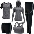 5pcs Workout Outfits for Women Athletic Sets Sport Suits Yoga Gym Fitness Exercise Clothes Jogging Tracksuits